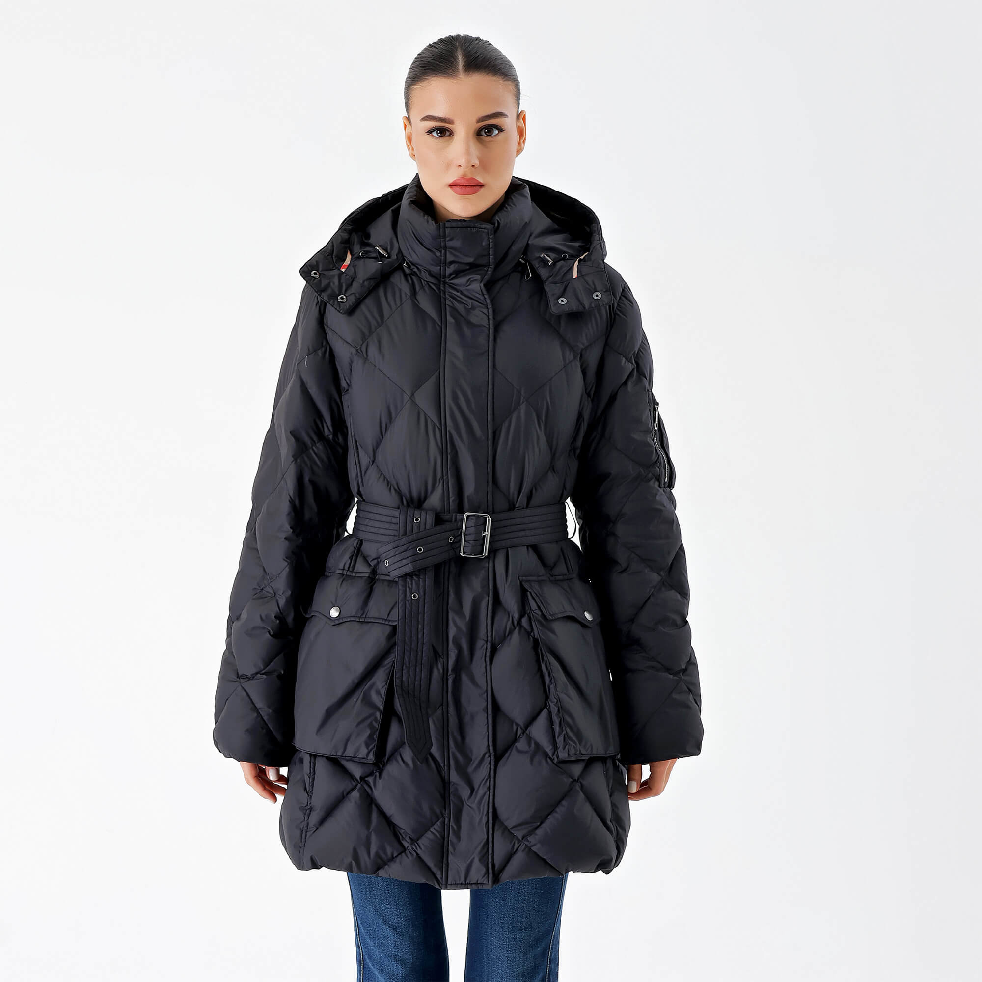 Burberry - Black Quilted Nylon Long Hooded Coat